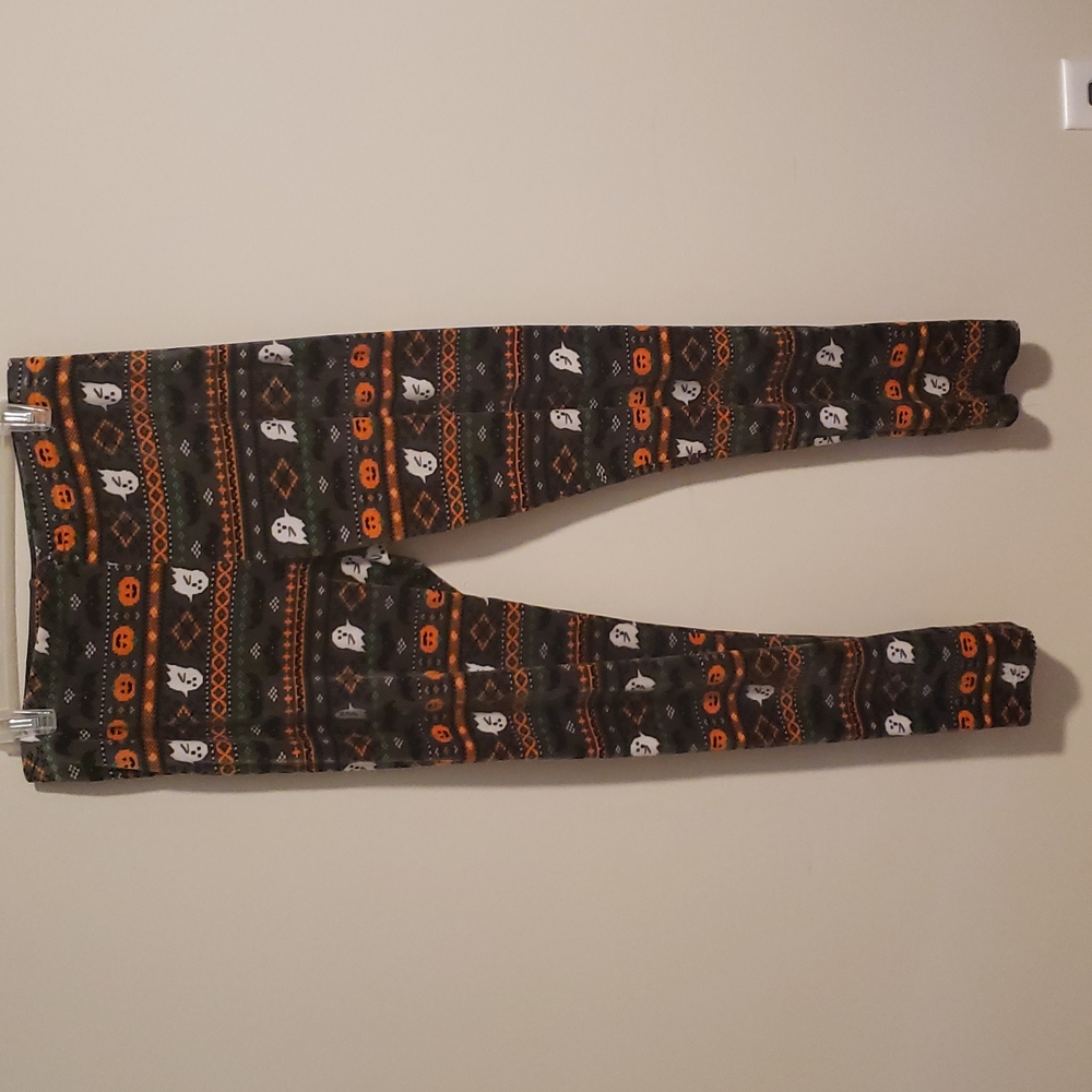 NOBO Halloween Ghost Pumpkin Bats Velvety Fleece Leggings XL